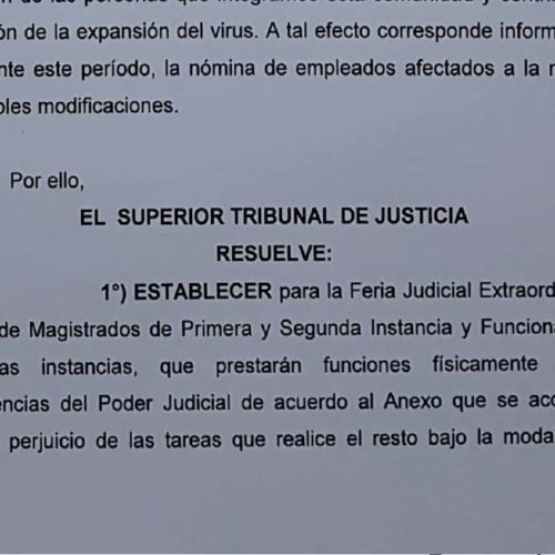 Nómina de afectados hasta el 10 de mayo a prestar servicios en la extensión  de la feria judicial extraordinaria